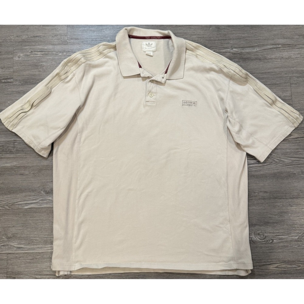 Vintage 2006 Adidas Originals Muhammad Ali Polo Shirt Mens 3XL Cream Trefoil